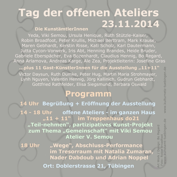 Kunstamt Tübingen, Einladung offene Ateliers, 23.11.2014